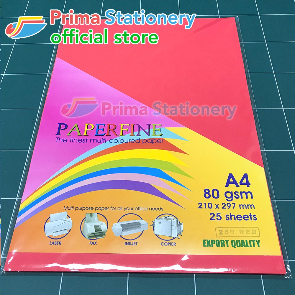 

Paperfine Kertas HVS Warna A4 Red Sinar Spectra IT 250