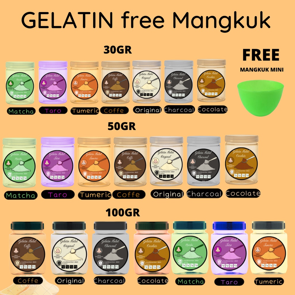 (free Mangkuk)Masker gelatin kemasan 30gr- 50 gram dan 100 gram MASKER AMPUH komedo