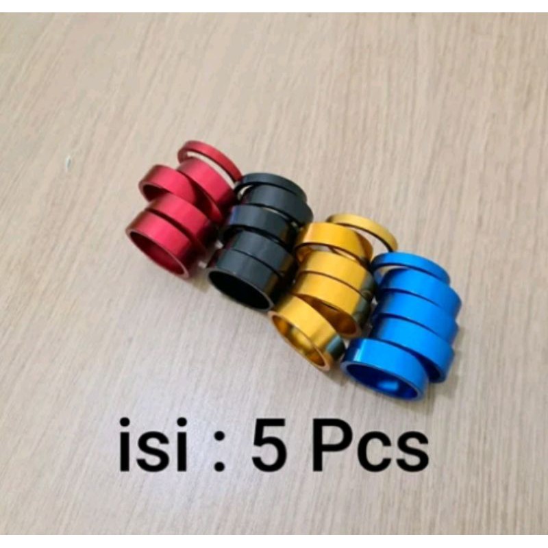 isi 5 pcs ring alloy spicer spacer ganjal pengganjal stem headset sepeda stem reducer mtb roadbike road bike