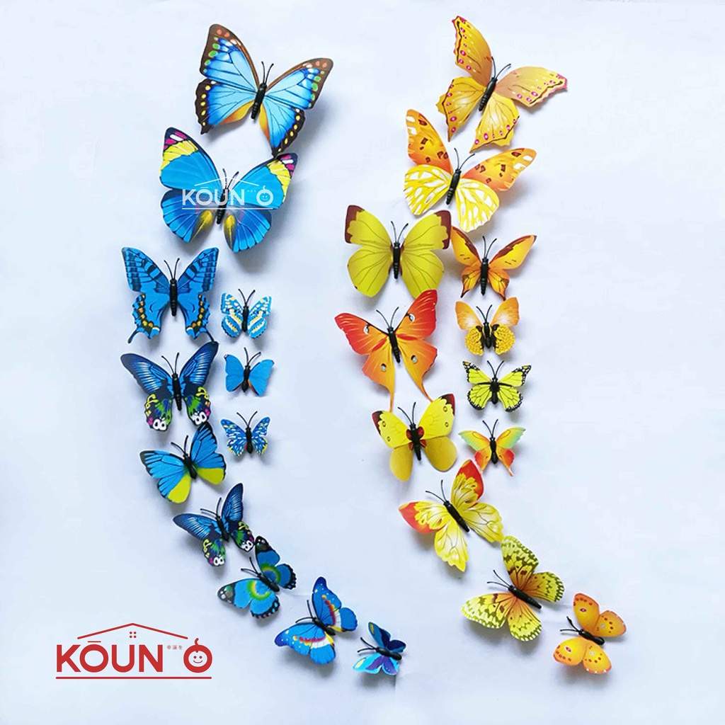 Stiker dan Magnet Tempelan Kulkas Dekorasi Dinding Tembok Motif Kupu Kupu 3D Wall Sticker Butterfly