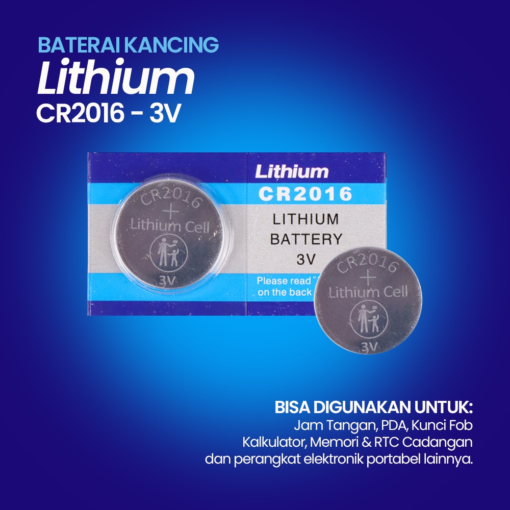 5 PCS Baterai Kancing Lithium CR2016 3V
