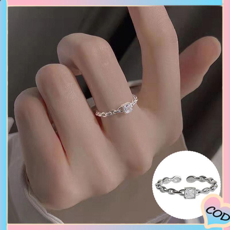 COD❤️ Cincin Berlian Persegi Model Terbuka Untuk Wanita-A.one