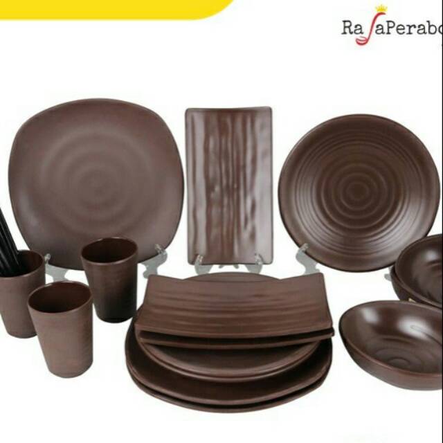 Set melamin golden dragon dinner