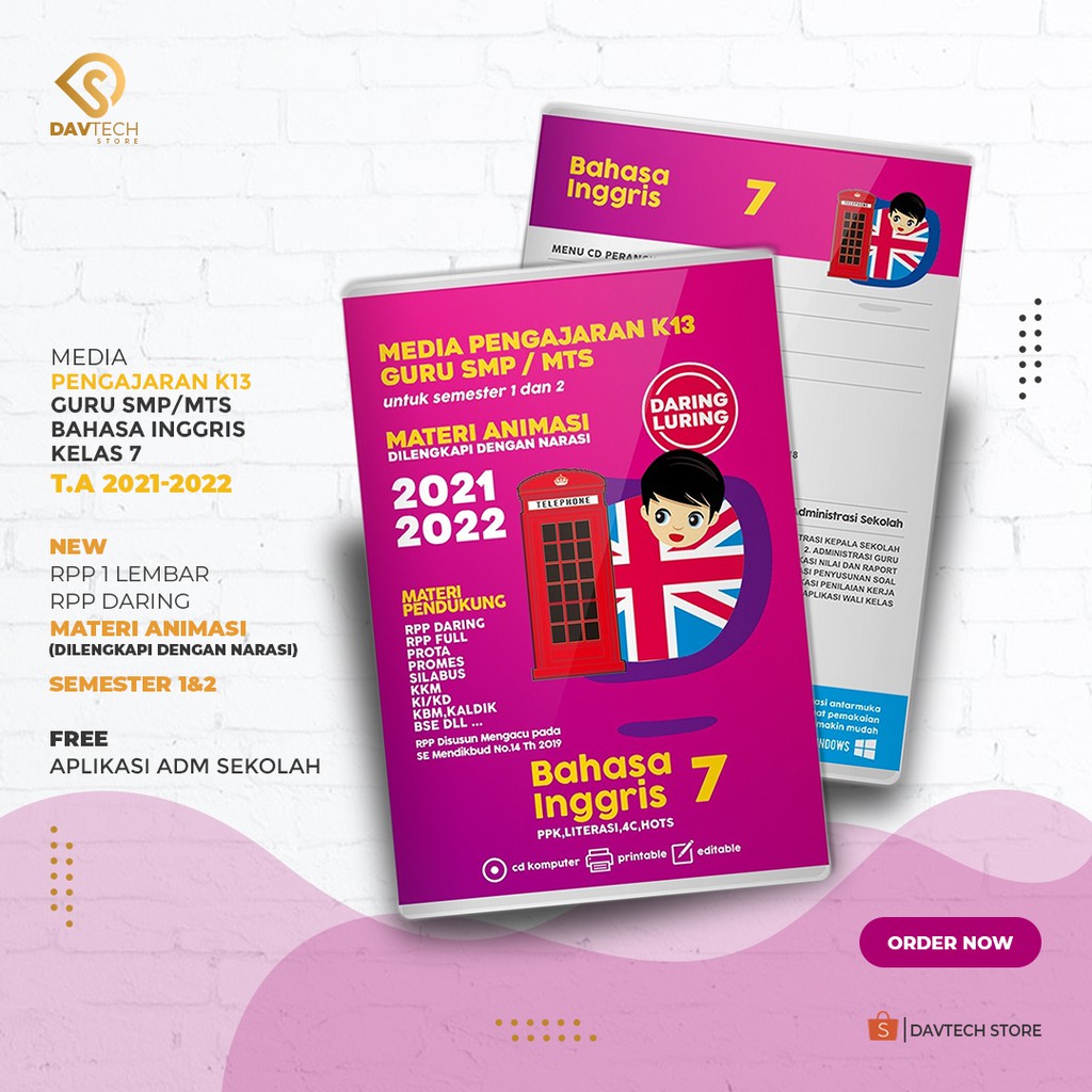 Cd Rpp media ajar daring bahasa inggris kelas 7 SMP/MTS ajaran baru