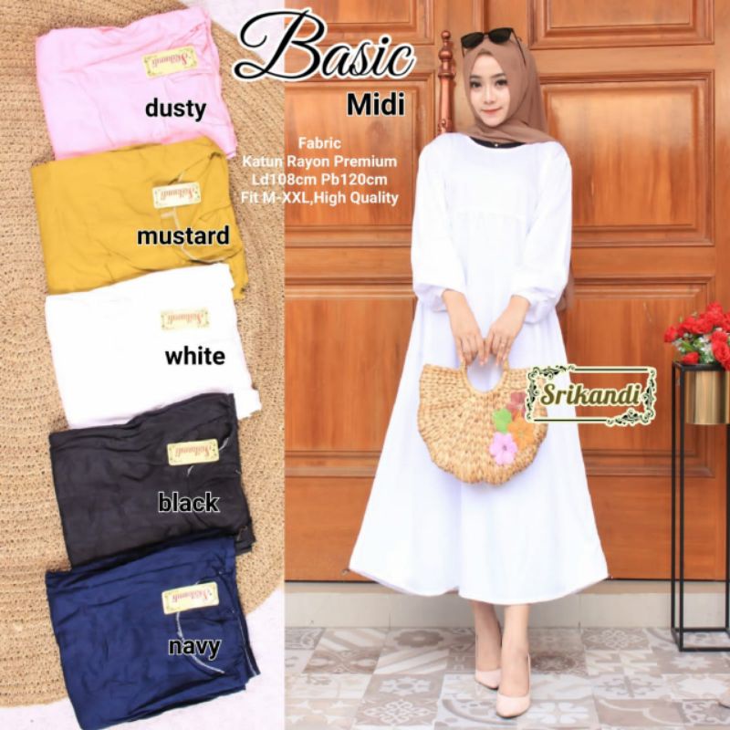 basic midi dress katun by srikandi