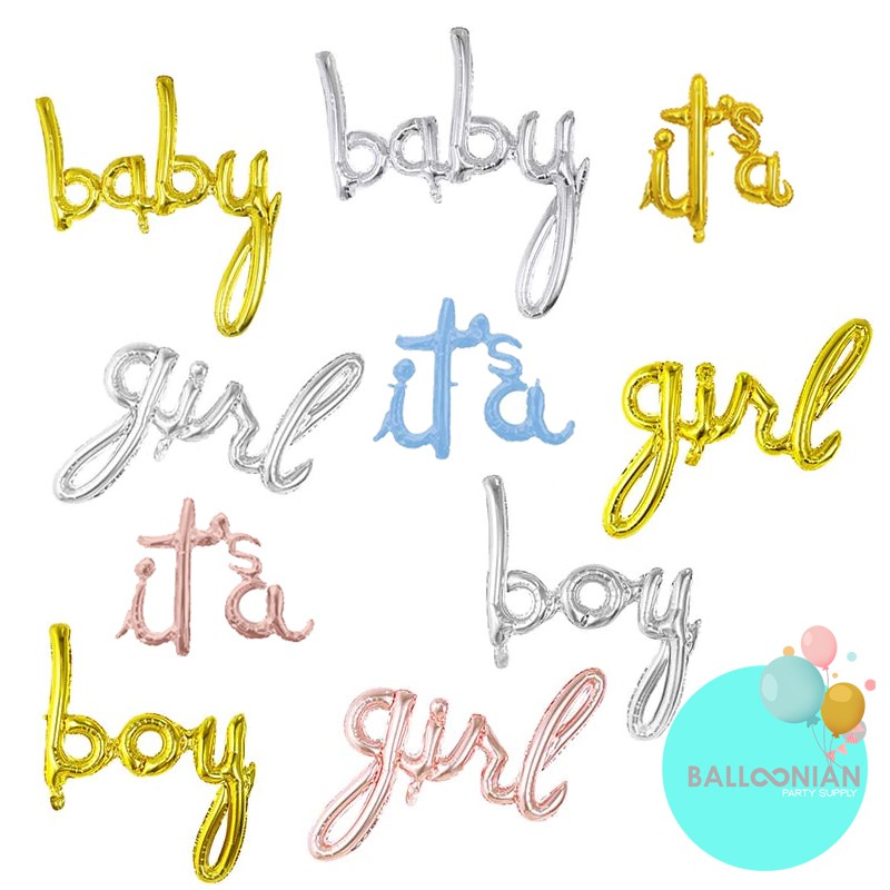 Jual Balon Tulisan BABY/BOY/GIRL/ITS Link Balon Foil/Balon Foil Text