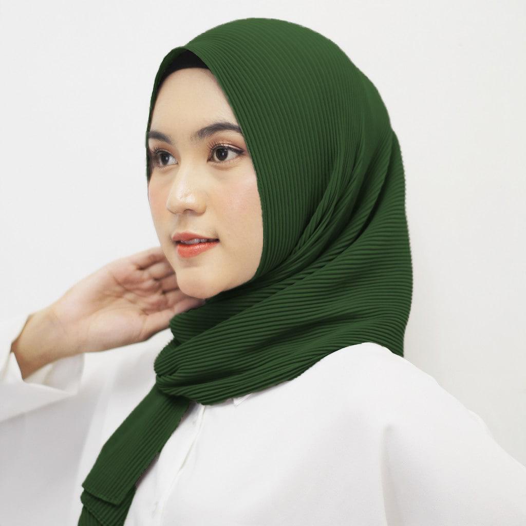 PREMIUM pashmina plisket full (tanpa lipatan tengah) hijab havana muslimah-HAVANA - ARMY