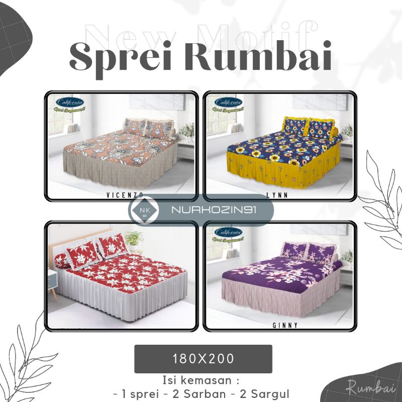 Sprei California Rumbay / Rumbai / Renda Ukuran 180x200