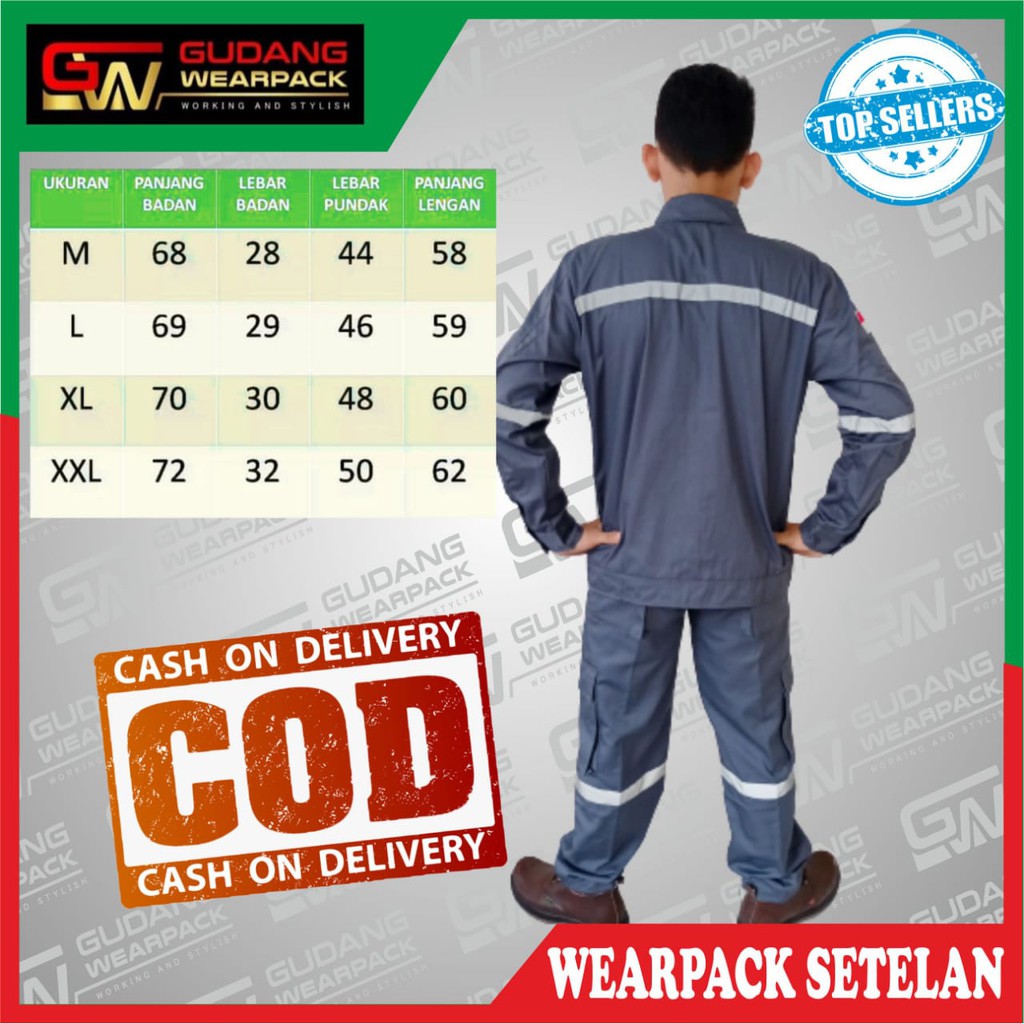 Star Wearpack - Baju Kerja  Setelan Baju &amp; Celana Warna Atasan Abu Polos Lengan Panjang