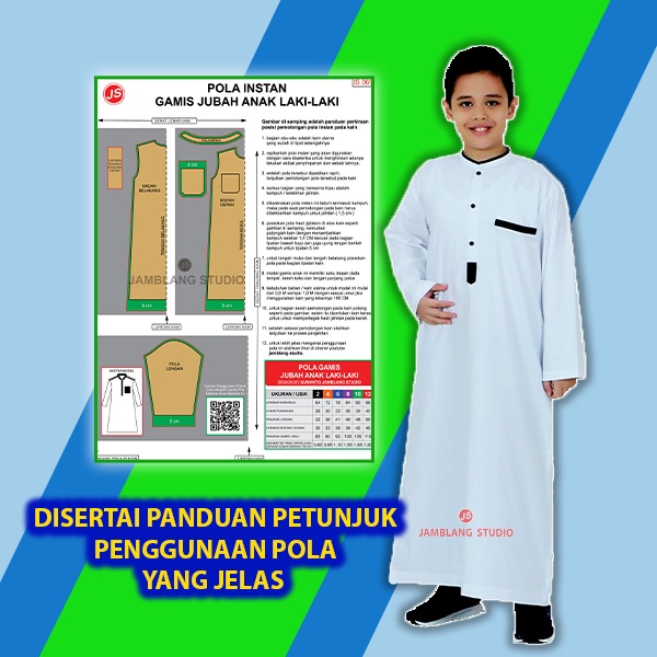 Pola Instan Gamis Jubah  Anak Laki-Laki [Pola Baju Jamblang Studio]-3