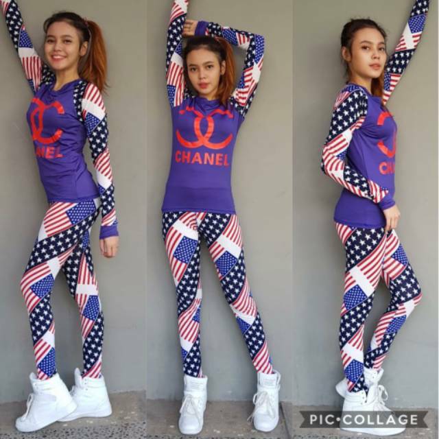 stelan baju spandek warna warni senam olahraga modis