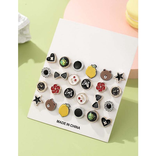 LRCAnting Set Fashion Fruit Pearl And Diamond Drop Oil Alloy Geometric Earrings Set K85528