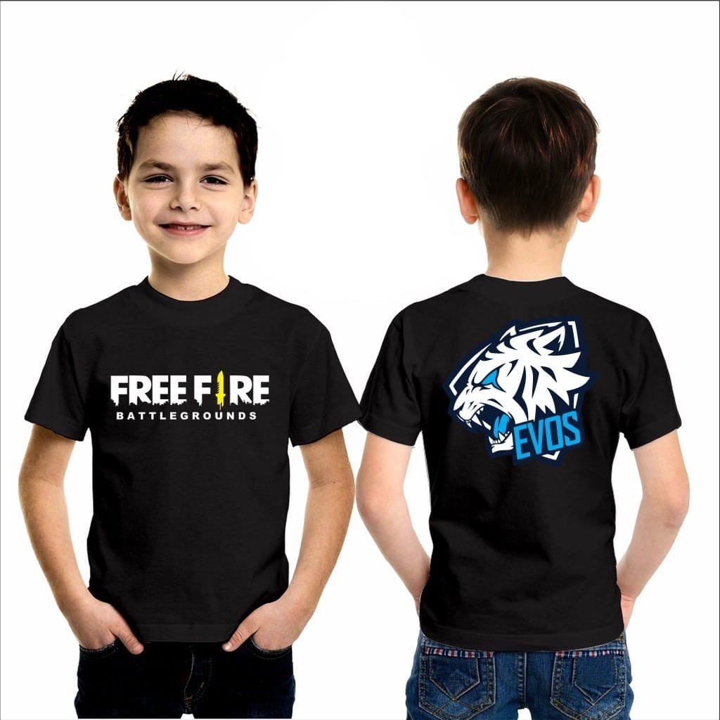 Kaos Freefire Anak Laki Laki Evos Baju FF Evos Anak Laki Laki Kaos FF anak Laki Laki Umur 5-12 Tahun