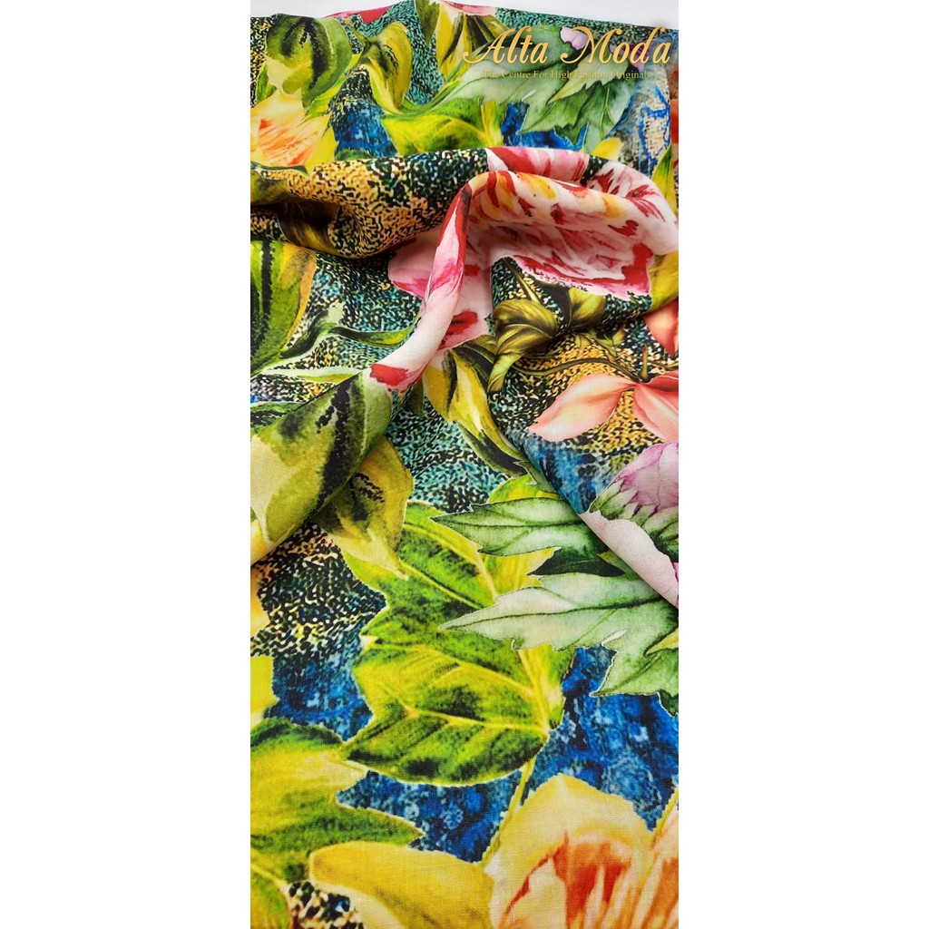 

Alta Moda Linen Motif Fancy Purolino Floral Pink Green Kain (1 M)