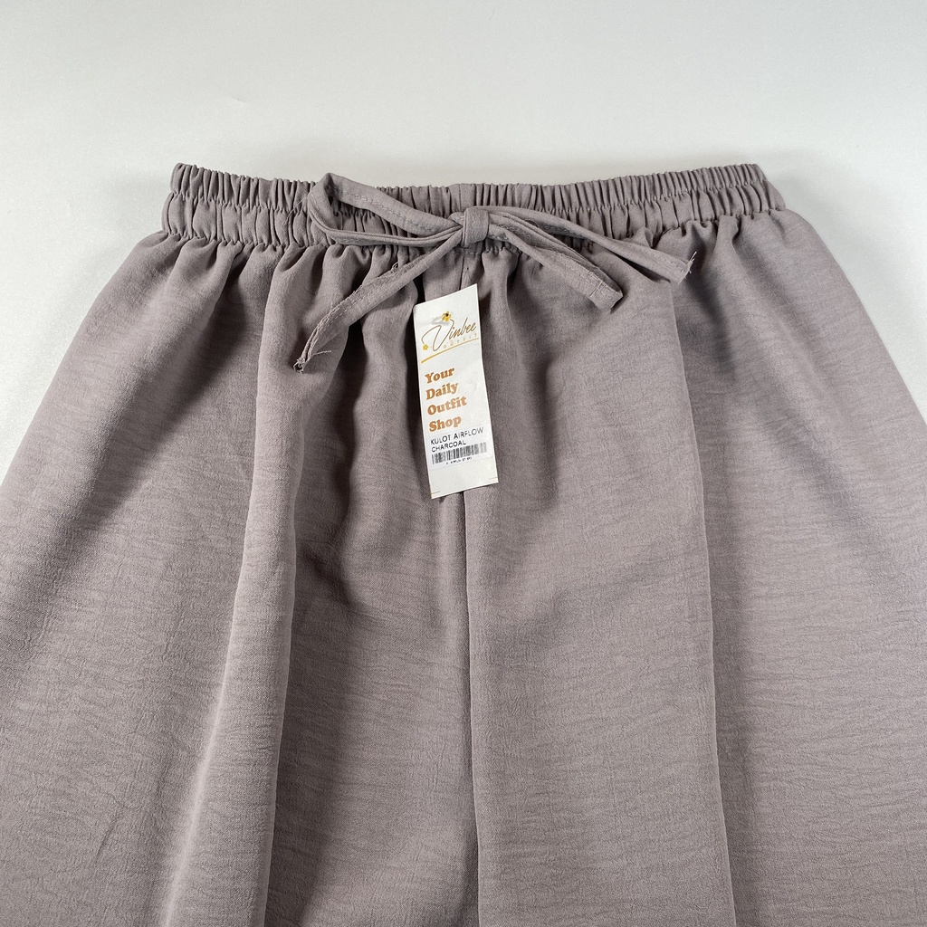 VIOLET HIGHWAIST LOOSE PANTS KULOT CRINCLE AIRFLOW-Charcoal
