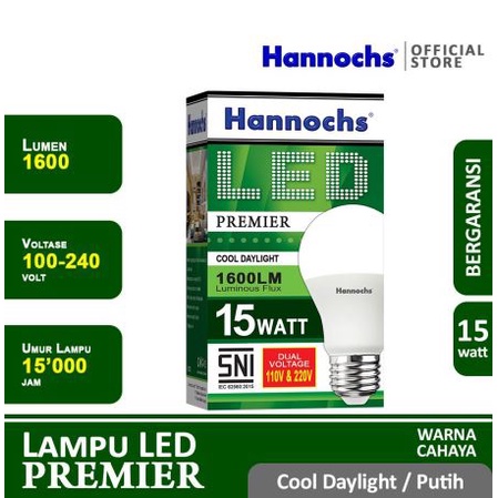 Lampu LED Hannochs Premier LED Bulb 15W Putih Garansi 1 Tahun - LED Premier Hannochs 15 Watt