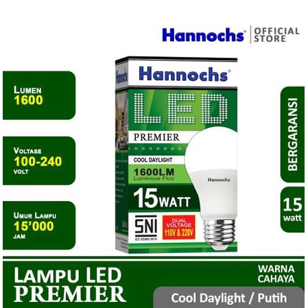 Lampu LED Hannochs Premier LED Bulb 15W Putih Garansi 1 Tahun - LED Premier Hannochs 15 Watt