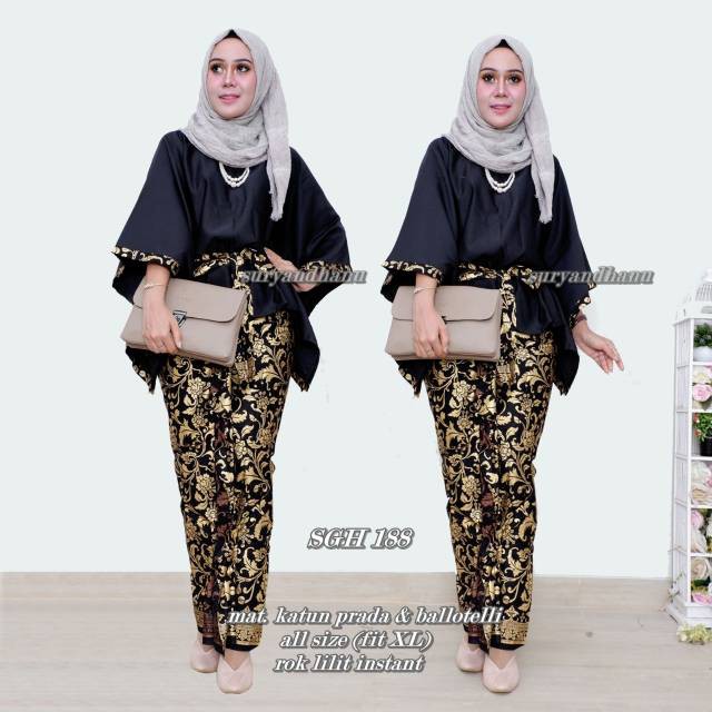 Setelan Batik Kebaya Modern RnB Hazana Batwing