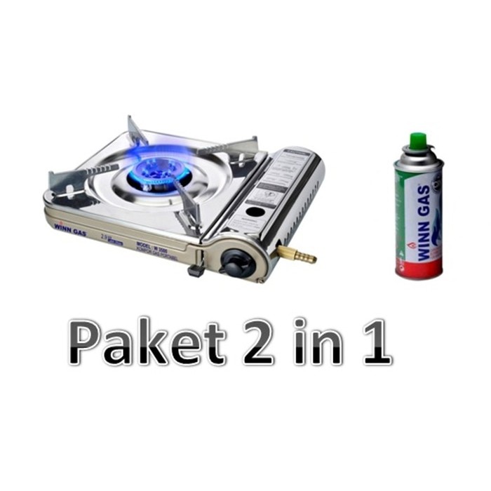 Paket Hemat Kompor Portable Winn Gas W-3500 + Tabung Gas Kaleng Winn Best Quality