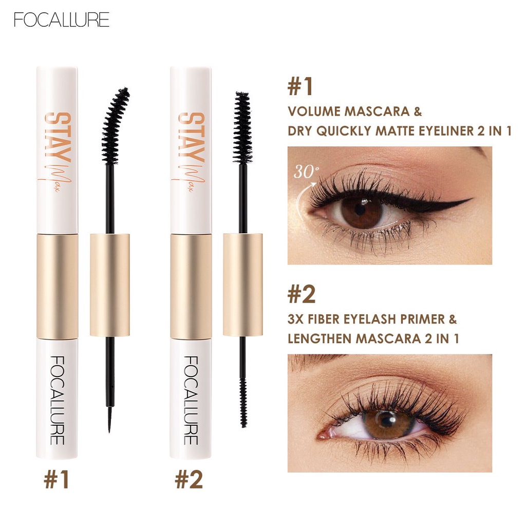 FOCALLURE 2 In 1 Waterproof Maskara &amp;Eyeliner fiber eyelash primer FA160