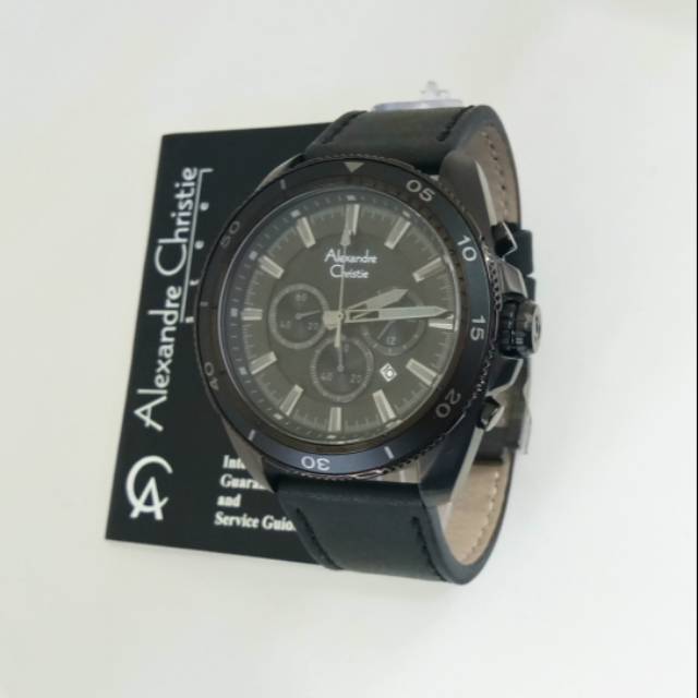 Jam Alexandre Chtistie Ac 6472 MC full black.  Jam tangan pria