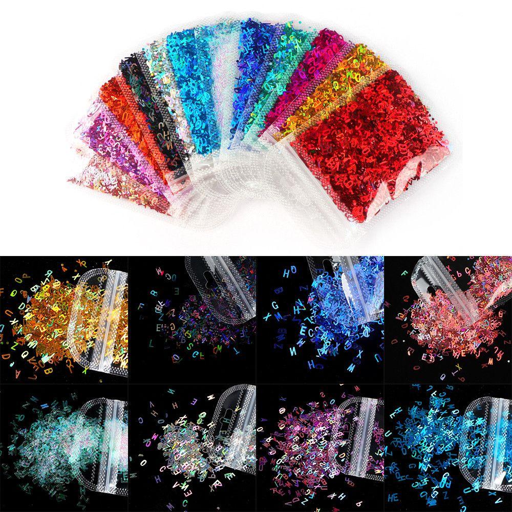 Suyo Dekorasi Nail Art Bentuk Campur Glitter Paillette DIY Manikur Huruf Payet