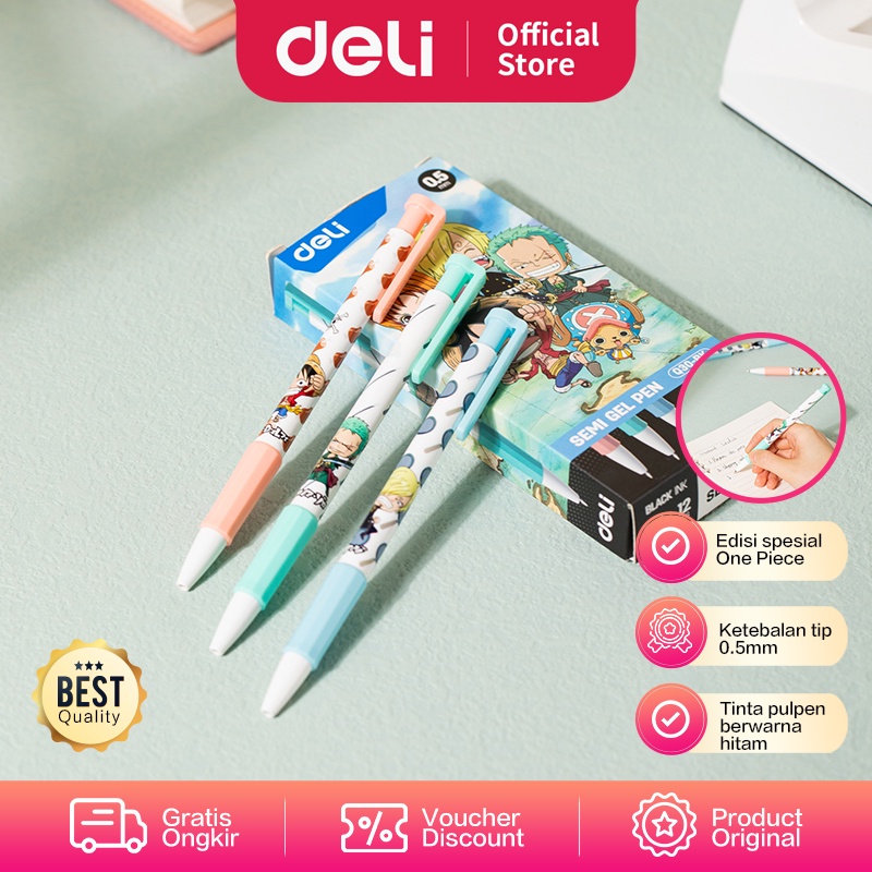 

Deli Semi Gel Pen / Pulpen Cetek Semi Gel 0.5mm Tinta Hitam One Piece Penulisan Halus dan Lancar 1pcs