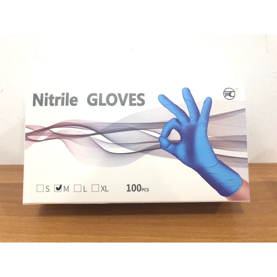 SARUNG TANGAN KARET STERIL NITRILE GLOVES 1 BOX ISI 100 PCS