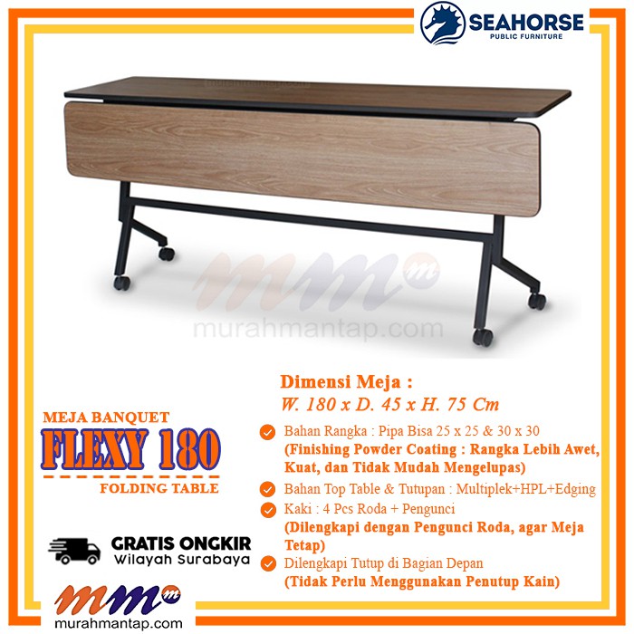 Meja Belajar Lipat | Meja IBM | Meja Kerja Lipat | Seahorse Flexy 180