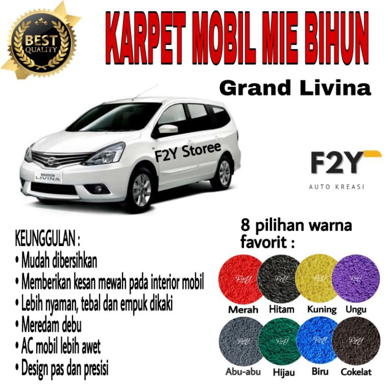 Karpet Mobil Mie Bihun GRAND LIVINA Full Set Bagasi