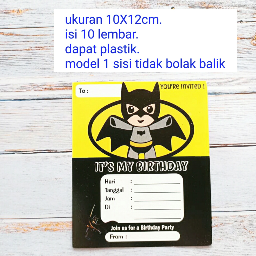 Kartu undangan pesta party ulang tahun ultah happy birthday ultah anak karakter batman