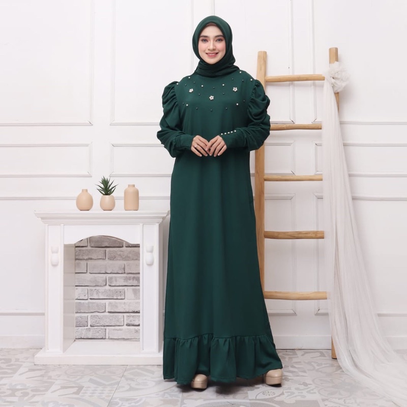 GAMIS GRANDE RAJUT IMPORT MUTIARA TANGAN BALON KERUT KNIT JUMBO XXL MUSLIM BIGSIZE MUTIARA MELAR MAX