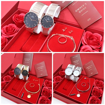 JAM TANGAN WANITACOUPLE DW TALI RANTAI PASIR FREE SATU SET PERHIASAN JJ302