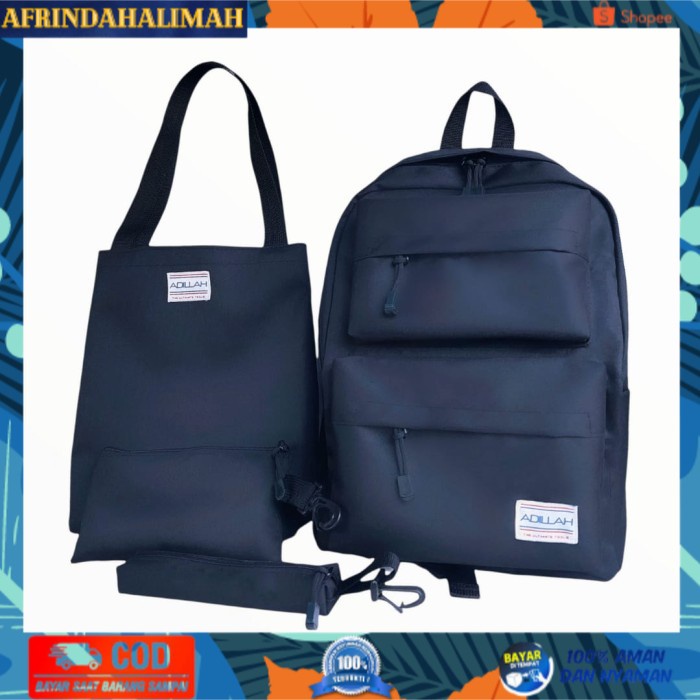 

{TERBARU} YUKI SET BAG 4 IN 1 / TAS SEKOLAH / TAS SATU SET /GOOD QWALITY - Hitam