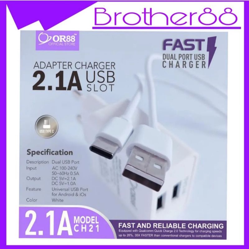 CHARGER CASAN ADAPTOR OR88 CH21 ORIGINAL FAST CHARGER TYPE C