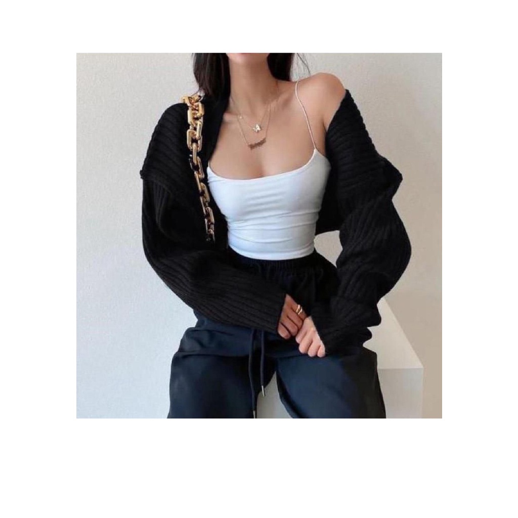 Bolero Rajut Wanita Liam Oversize Crop Cardigan Crop Outer 7 Gate