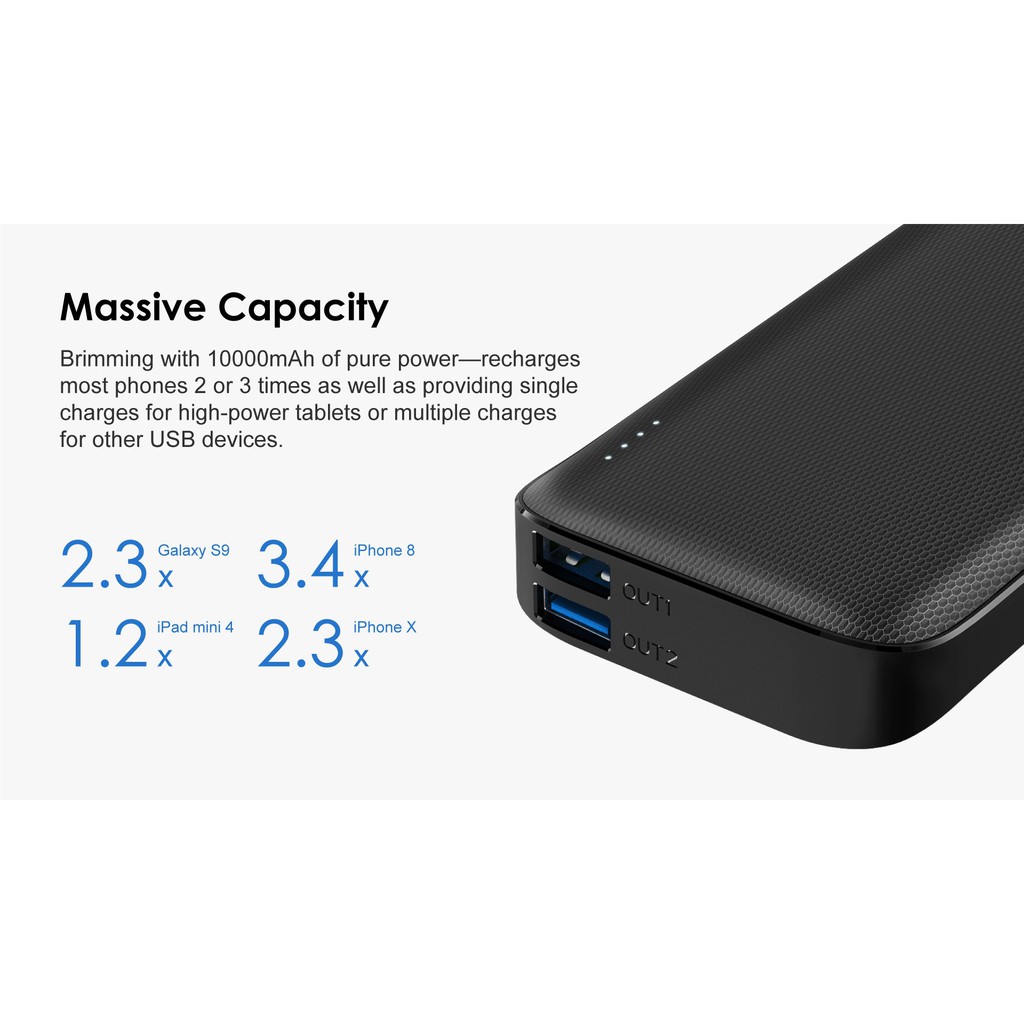 POWERBANK PORTABLE 10000MAH ORAIMO OPB-B104D DUAL USB FAST CHARGING