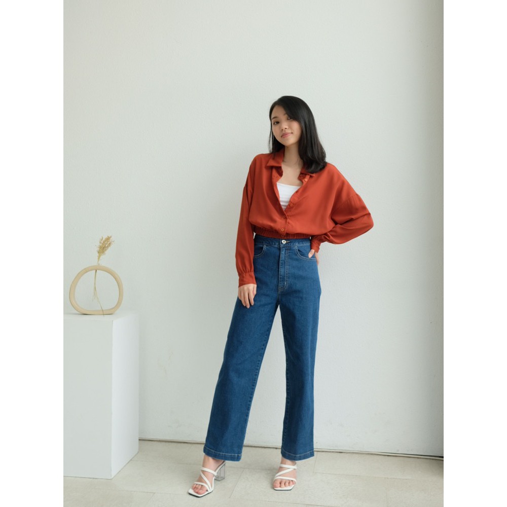 T-0372 Kemeja Wanita Variasi Karet Pinggang-1