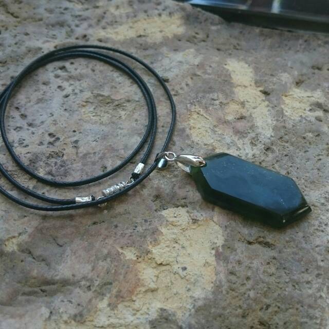 Kalung Liontin Natural Giok Black Jade Aceh Terapi Heksagonal AAA+ QUALITY