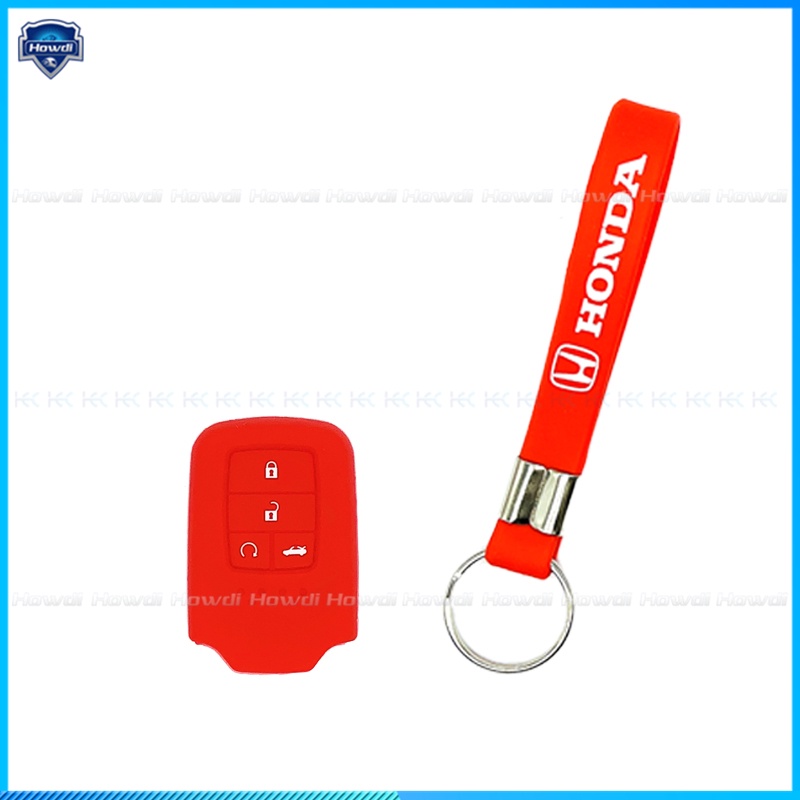 ☆Eksklusif☆Cover Kunci Remote Mobil Keyless Bahan Silikon Dengan Logo Gantungan Kunci Untuk Honda Civic