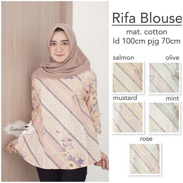 Rifa Blouse Blus Lonceng Ciara Pastel Soft Atasan Batik Modern Casual Kerja Seragam Kantor Muslim