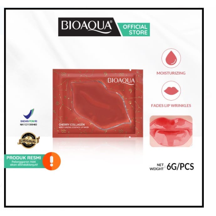 BIOAQUA CHERRY COLLAGEN MOISTURIZING ESSENCE LIP MASK / MASKER BIBIR
