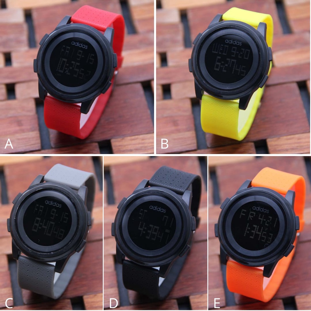 Jam Tangan Pria Adidas Tali Rubber Digital Body Tipis Tanggal Hari Aktif