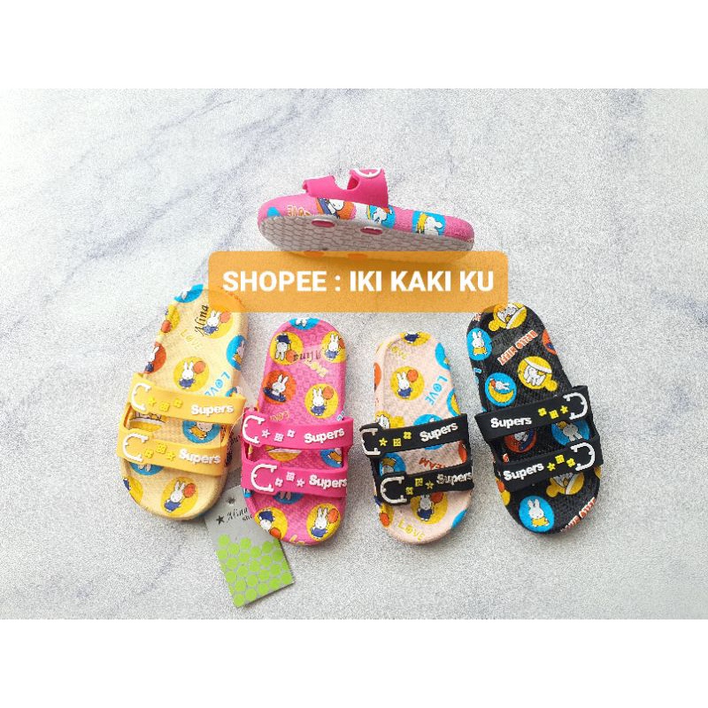 SANDAL SELOP ANAK PEREMPUAN BUNNY LOVE KELINCI SUPERS BAHAN KARET 205 UKURAN 24-29