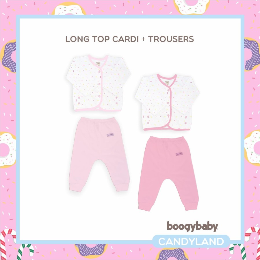 Makassar ! New Boogybaby Candyland Long Top + Trousers 3-6 Bulan ( 2 Pcs )