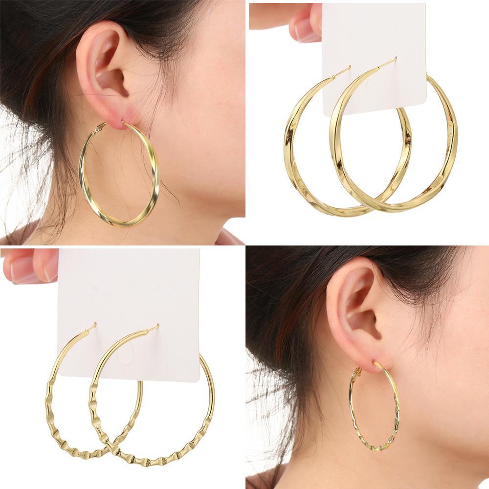 TOP Lingkaran Halus Hoop Besar Berlebihan Perhiasan Wanita Fashion Hadiah Geometris Lingkaran Bulat Anting