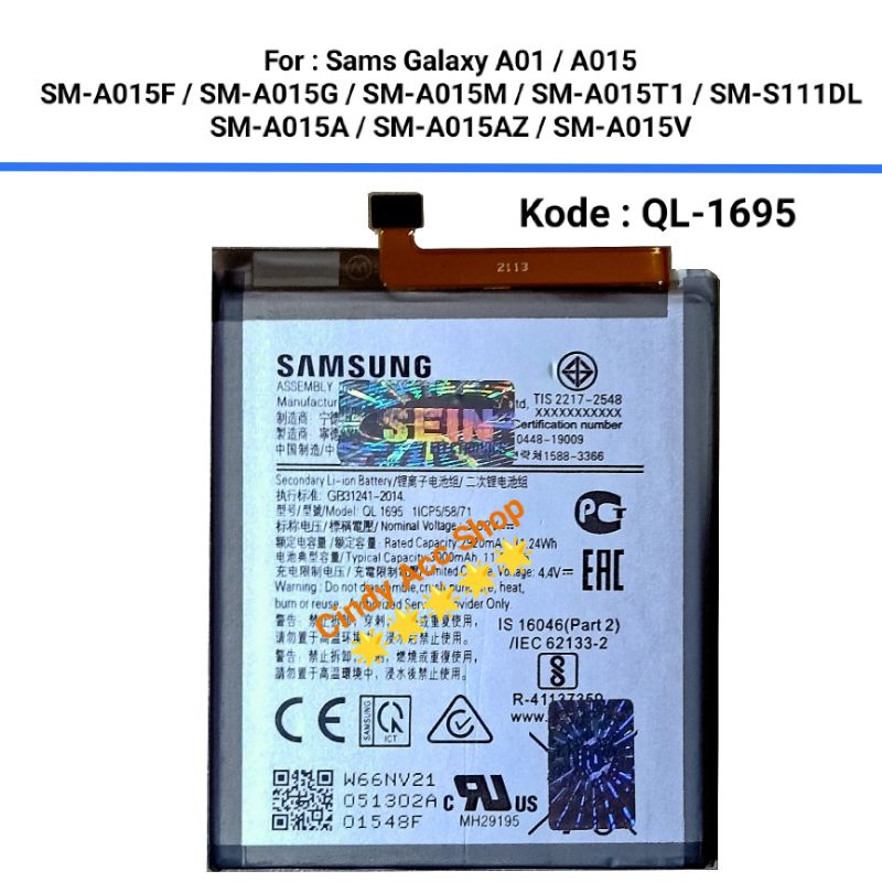 Baterai For Samsung A01 A01 Core SM-A015 QL1695 Original Batre Battery