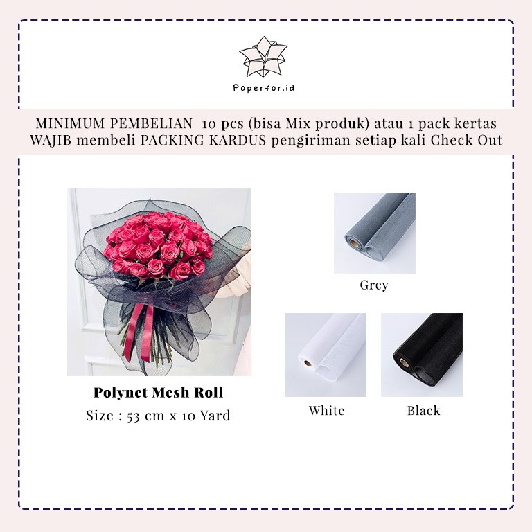 Kertas Buket Bunga Cellophane Bucket Wrapping Paper Florist Polynet Mesh Roll