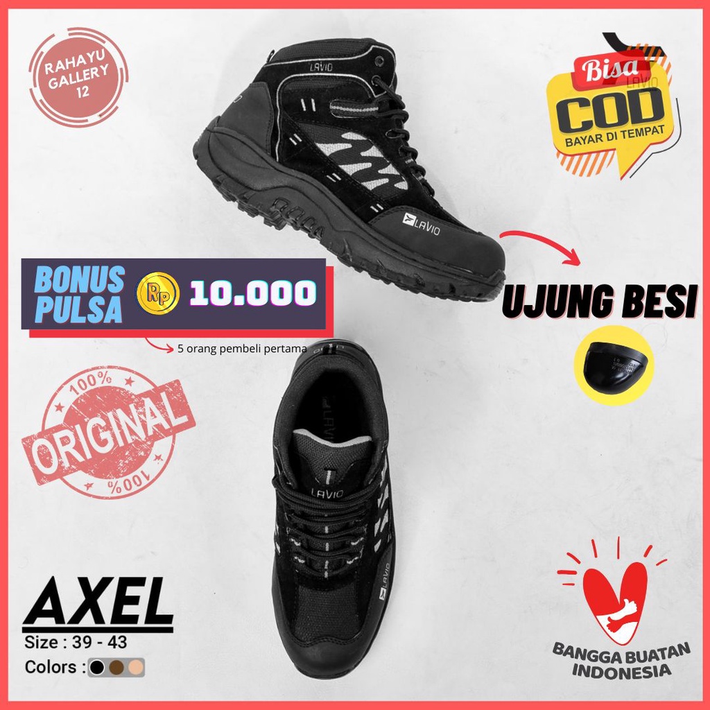 Sepatu Safety Pria Ujung Besi Original Lavio Axel Untuk Kerja Proyek Cowok Lapangan