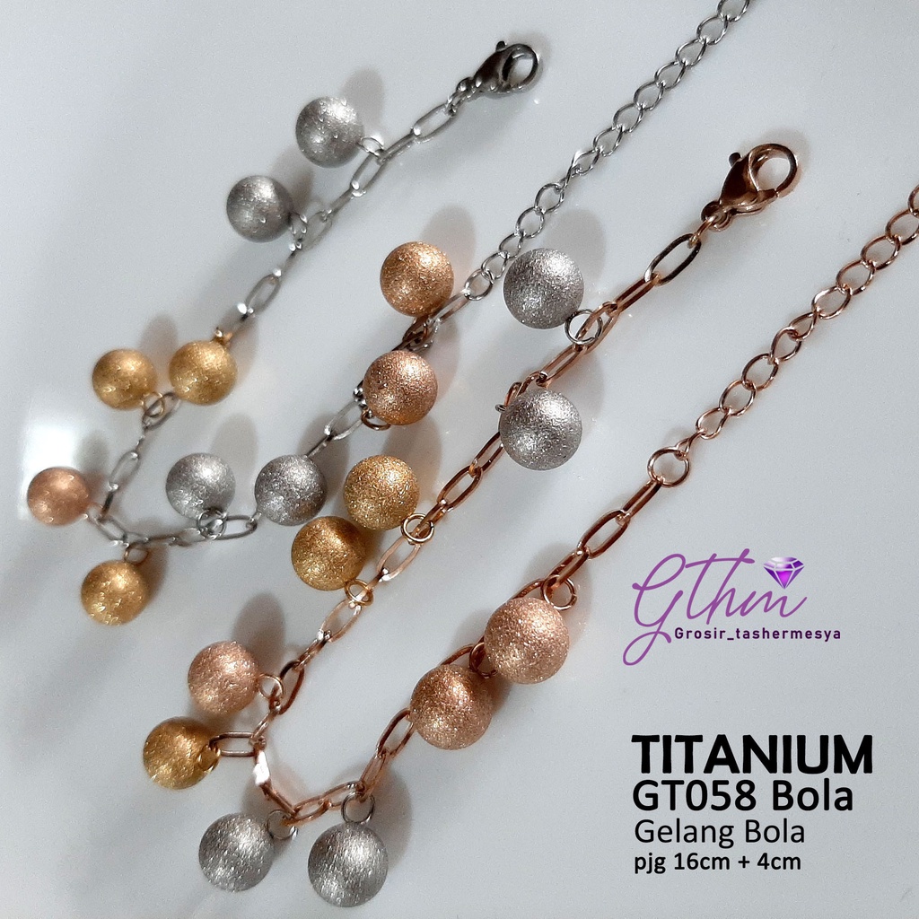 Gelang Wanita Titanium Stainless Steel Bola Kombinasi Perhiasan Fashion Import kualitas Premium gt058